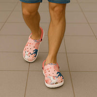 Red Palaka Crane and Flowers Clogs Shoes Japan Heritage Spirit - Polynesian Pride