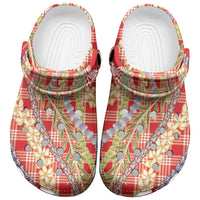 Red Palaka Hawaii Leis Clogs Shoes Hawaiian-plaid Elegant Tropical Vibes - Polynesian Pride