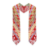 Red Palaka Hawaii Leis Graduation Stole Hawaiian-plaid Elegant Tropical Vibes - Polynesian Pride