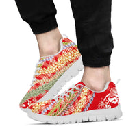 Red Palaka Hawaii Leis Sneakers Hawaiian-plaid Elegant Tropical Vibes
