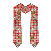 Red Palaka Hawaii Mele Kalikimaka Graduation Stole Ohia Lehua Shell Leis Funny Gingerbread Santa LT14 One Size Red - Polynesian Pride