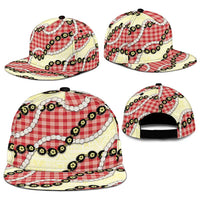 Red Palaka Hawaii Snapback Cap Kukui Nut Pikake Lei Hawaiian Tapa Pattern - Polynesian Pride