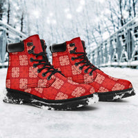 Red Palaka Quilt Hawaii All Season Boots Traditional Hawaii-plaid Pattern - Polynesian Pride