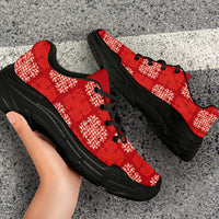 Red Palaka Quilt Hawaii Chunky Sneakers Traditional Hawaii-plaid Pattern LT14 - Polynesian Pride