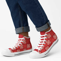 Red Palaka Quilt Hawaii High Top Shoes Traditional Hawaii-plaid Pattern - Polynesian Pride