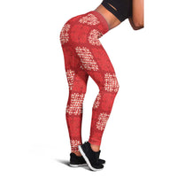Red Palaka Quilt Hawaii Leggings Traditional Hawaii-plaid Pattern - Polynesian Pride