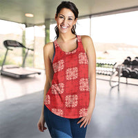 Red Palaka Quilt Hawaii Women Racerback Tank Traditional Hawaii-plaid Pattern - Polynesian Pride