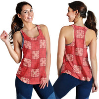 Red Palaka Quilt Hawaii Women Racerback Tank Traditional Hawaii-plaid Pattern - Polynesian Pride