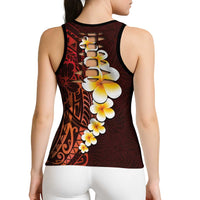 Red Polynesia Hollow Tank Top Plumeria Tropical Leaves Galaxy Polynesian Art - Polynesian Pride