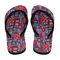 Red Samoa Manuia Le Kerisimasi Flip Flops Pacific Patchwork Xmas Vibes - Polynesian Pride