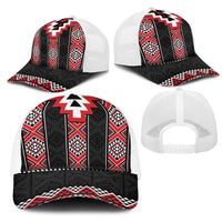 Red Taniko Aotearoa Mesh Trucker Cap Niho Taniwha Mix Poutama - Polynesian Pride