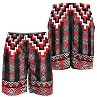 Red Taniko Aotearoa Shorts for Men Niho Taniwha Mix Poutama LT14