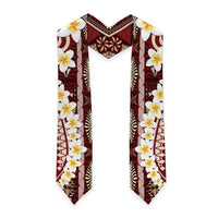 Red Vintage Tonga Ngatu Pattern With Plumeria Graduation Stole