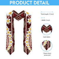 Red Vintage Tonga Ngatu Pattern With Plumeria Graduation Stole