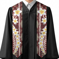 Red Vintage Tonga Ngatu Pattern With Plumeria Graduation Stole