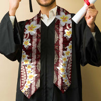 Red Vintage Tonga Ngatu Pattern With Plumeria Graduation Stole