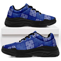 Royal Blue Palaka Quilt Hawaii Chunky Sneakers Traditional Hawaii-plaid Pattern LT14 Royal Blue - Polynesian Pride