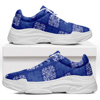 Royal Blue Palaka Quilt Hawaii Chunky Sneakers Traditional Hawaii-plaid Pattern LT14 Royal Blue - Polynesian Pride