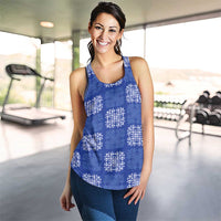 Royal Blue Palaka Quilt Hawaii Women Racerback Tank Traditional Hawaii-plaid Pattern - Polynesian Pride