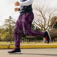Royal Purple Monstera Jogger Pants Polynesian Tribal Pattern - Polynesian Pride
