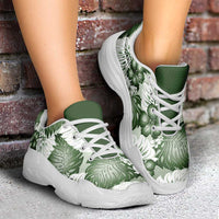 Sage Green Aloha Hawaii Chunky Sneakers Monstera Hibiscus Plumeria Seamless Vibes LT14 - Polynesian Pride