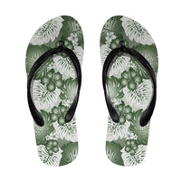 Sage Green Aloha Hawaii Flip Flops Monstera Hibiscus Plumeria Seamless Vibes LT14 Sage Green - Polynesian Pride