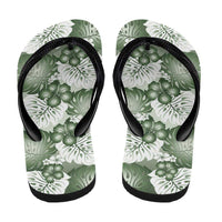 Sage Green Aloha Hawaii Flip Flops Monstera Hibiscus Plumeria Seamless Vibes LT14 - Polynesian Pride