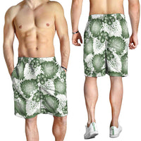 Sage Green Aloha Hawaii Shorts for Men Monstera Hibiscus Plumeria Seamless Vibes LT14 - Polynesian Pride