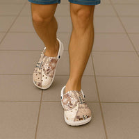 Samoa Siapo Elegant Clogs Shoes Hibiscus Beige Motifs - Polynesian Pride