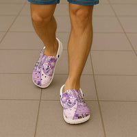 Samoa Siapo Elegant Clogs Shoes Hibiscus Violet Motifs - Polynesian Pride