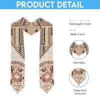 Samoa Siapo Elegant Graduation Stole Hibiscus Beige Motifs LT05 - Polynesian Pride