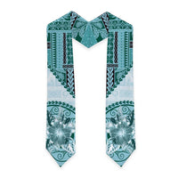 Samoa Siapo Elegant Graduation Stole Hibiscus Teal Motifs LT05 - Polynesian Pride