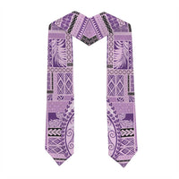 Samoa Siapo Elegant Graduation Stole Hibiscus Violet Motifs LT05 - Polynesian Pride