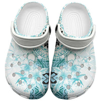 Samoa Siapo Pattern With Teal Hibiscus Clogs Shoes - Polynesian Pride