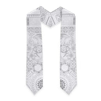 Samoa Siapo Pattern With White Hibiscus Graduation Stole