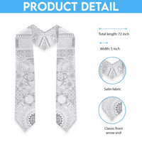 Samoa Siapo Pattern With White Hibiscus Graduation Stole