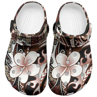 Samoa Siapo Tribal Pattern Clogs Shoes Brown Polynesian Plumeria Tapa Motif LT9 Brown - Polynesian Pride