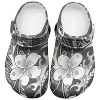 Samoa Siapo Tribal Pattern Clogs Shoes Light Gray Polynesian Plumeria Tapa Motif LT9 Gray - Polynesian Pride