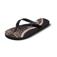 Samoa Siapo Tribal Pattern Flip Flops Brown Polynesian Plumeria Tapa Motif
