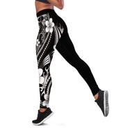 Samoa Siapo Tribal Pattern Leggings Black Polynesian Plumeria Tapa Motif LT9 Black - Polynesian Pride