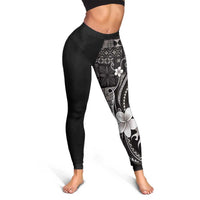 Samoa Siapo Tribal Pattern Leggings Black Polynesian Plumeria Tapa Motif LT9 - Polynesian Pride