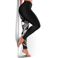 Samoa Siapo Tribal Pattern Leggings Black Polynesian Plumeria Tapa Motif LT9 - Polynesian Pride