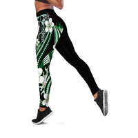Samoa Siapo Tribal Pattern Leggings Forest Green Polynesian Plumeria Tapa Motif LT9 Green - Polynesian Pride