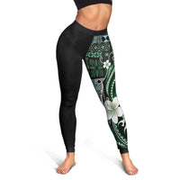 Samoa Siapo Tribal Pattern Leggings Forest Green Polynesian Plumeria Tapa Motif LT9 - Polynesian Pride