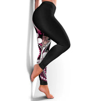 Samoa Siapo Tribal Pattern Leggings Violet Polynesian Plumeria Tapa Motif LT9 - Polynesian Pride