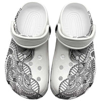 Samoan DNA Art Tattoo Clogs Shoes Polynesian Pattern White Color