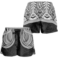 Samoan Traditional Art Tattoos Shorts for Women Tatau Tribal Motifs with Ula Fala Black - Polynesian Pride