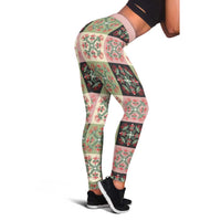 Seamless Pattern Pikake Lei Leggings Floral Squares Pikake - Polynesian Pride