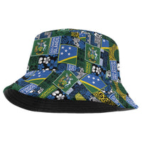Solomon Islands Meri Kirihimete Bucket Hat Pacific Patchwork Xmas Vibes - Polynesian Pride