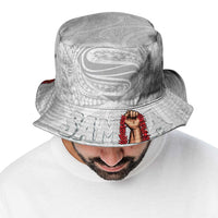 Super Samoa-Six Eight Five to The World Bucket Hat Traditional Samoan Tattoo All White